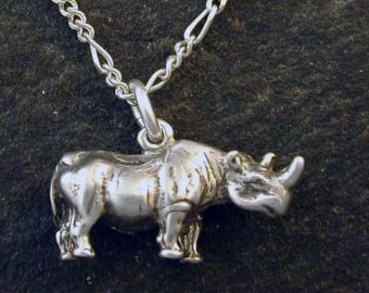 Sterling Silver Rhinocorus Rhino Pendant on Sterling Silver Chain.