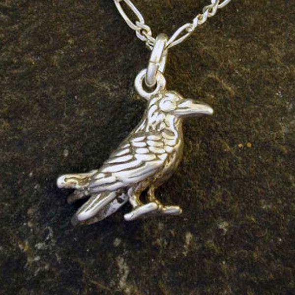 Sterling Silver Crow on Sterling Silver Chain