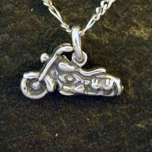 Sterling Silver Motorcycle Pendant on a Sterling Silver Chain