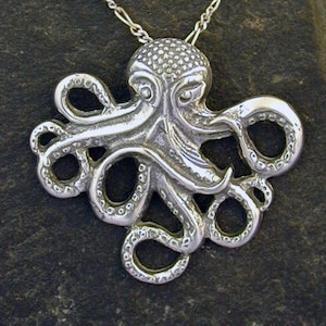 Sterling Silver Octopus Pendant on a Sterling Silver Chain