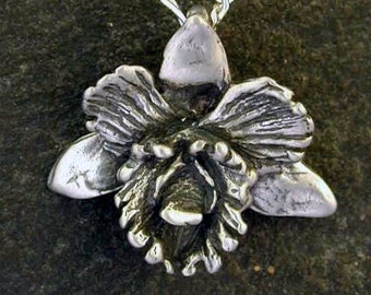 Sterling Silver Original Catalaya Orchid Pendant on a Sterling Silver Chain