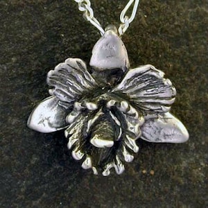 Sterling Silver Original Catalaya Orchid Pendant on a Sterling Silver Chain