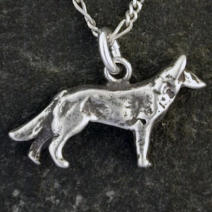 Sterling Silver German Shepard Dog Pendant on Sterling Silver Chain.