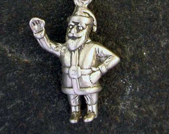 Sterling Silver Santa Claus Pendant on a Sterling Silver Chain