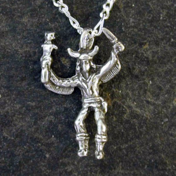 Sterling Silver Eagle Dancer Kachina Pendant on Sterling Silver Chain.