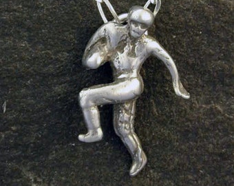 Sterling Silver Football Player Pendant on a Sterling Silver Chain