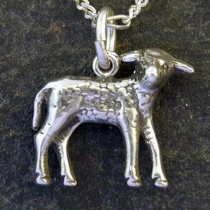 Sterling Silver Lamb Sheep Pendant on Sterling Silver Chain.