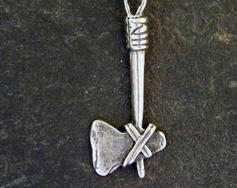 Sterling Silver Tomahawk Indian Axe Pendant on a Sterling Silver Chain