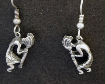 Sterling Silver Kokopeli earrings on Heavy Sterling Silver French Wires