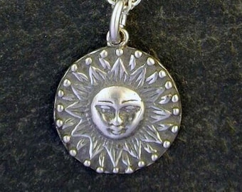 Sterling Silver Sun Pendant on a Sterling Silver Chain.