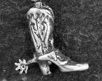 Sterling Silver Cowboy Boot Pendant on a Sterling Silver Chain.