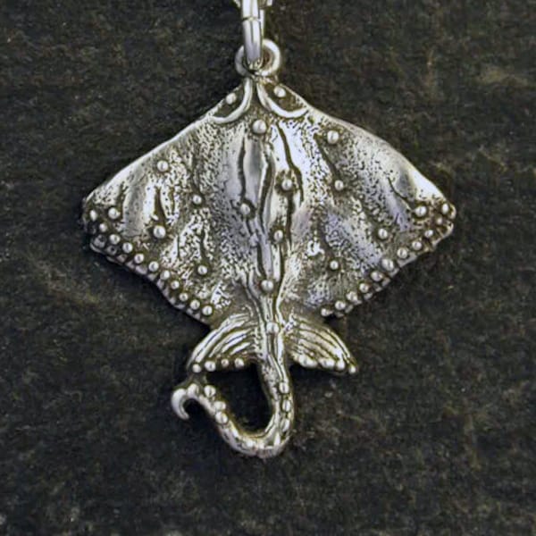 Sterling Silver Eagle Ray Pendant on a Sterling Silver Chain