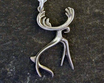Sterling Silver Moose Pendant on Sterling Silver Chain.