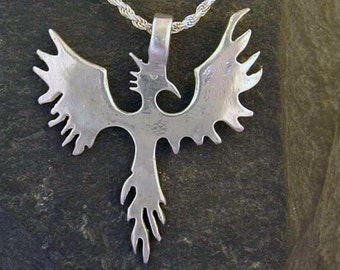 Sterling Silver  Phoenix Pendant on a Sterling Silver Chain