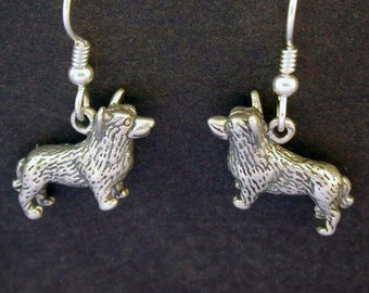 Sterling Silver Corgi Dog Earrings on Heavy Sterling Silver French Wires