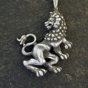 Sterling Silver Leo Lion Astrology Pendant on a Sterling Silver Chain.