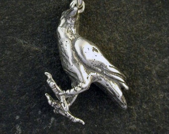 Sterling Silver Original Raven Crow Pendant on a Sterling Silver Chain.