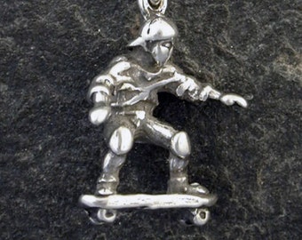 Sterling Silver Skateboarder Pendant on Sterling Silver Chain.