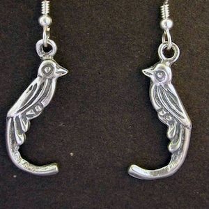 Argent sterling Quetzal oiseau boucle d’oreille argent Sterling lourd fils Français