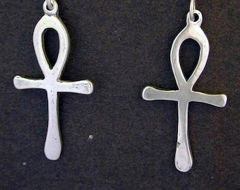 Sterling Silver Ankh Earrings on Heavy Sterling Silver French Wires