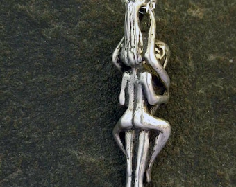 Sterling Silver Large Lovers Pendant on a Sterling Silver Chain