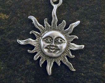 Sterling Silver Sun Pendant on a Sterling Silver Chain