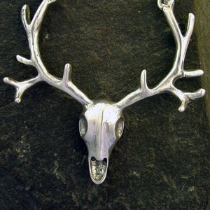 Sterling Silver Elk Skull Pendant on a Sterling Silver Chain