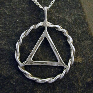 Sterling Silver AA Alcoholics Anonomous Pendant on Sterling Silver Chain.