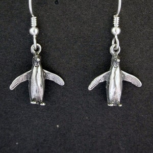 Sterling Silver Penguin Earrings on Heavy Sterling Silver French Wires