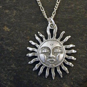 Sterling Silver Sun Pendant on Sterling Silver Chain.