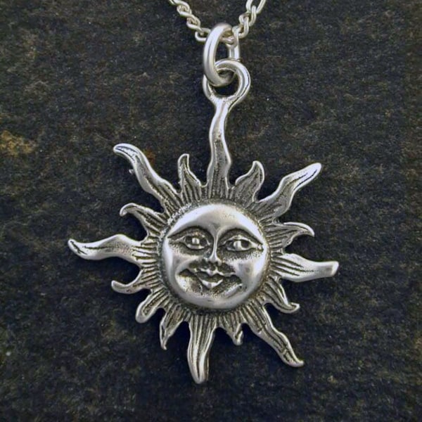 Sterling Silver Sun Pendant on a Sterling Silver Chain