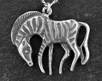 Sterling Silver Zebra Pendant on Sterling Silver Chain.