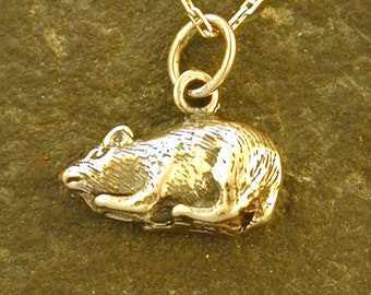 14K Gold Rat Pendant on a 14K Gold Chain