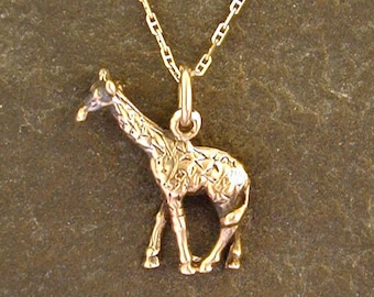14K Gold Giraffe Pendant on a 14K Gold Chain.