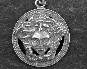 Sterling Silver Medusa Pendant on a Sterling Silver Chain