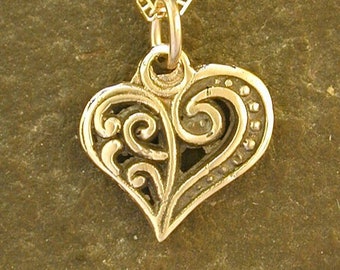 14K Gold Heart Pendant on a 14K Gold Chain