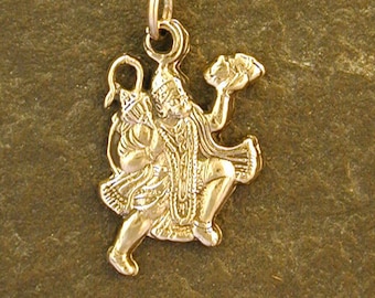 14K Gold Hindu God Hanuman Pendant on a 14K Gold Chain