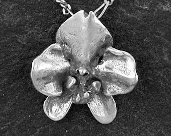 Sterling Silver Original Phalaennopsis Orchid Pendant on a Sterling Silver Chain