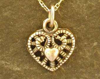 14K Gold Heart Pendant on a 14K Gold Chain