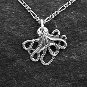 Sterling Silver Octopus Pendant on a Sterling Silver Chain