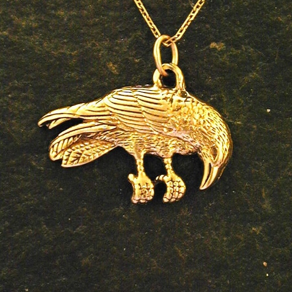 14K Gold Crow on 14K Gold Chain