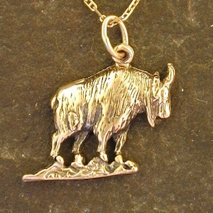 14K Gold Mountain Goat Pendant on a 14K Gold Chain