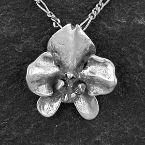 Sterling Silver Original Phalanopsis Orchid Pendant on a Sterling Silver Chain