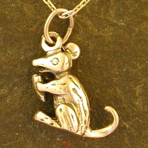 14K Gold Rat Pendant on a 14K Gold Chain