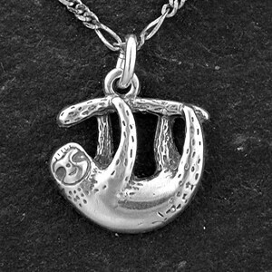 Sterling Silver Sloth Pendant on a Sterling Silver Chain.