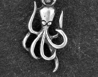 Sterling Silver Octopus Pendant on Sterling Silver Chain.