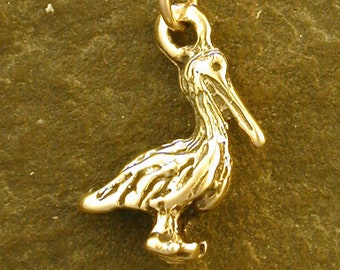 14K Gold Pelican Pendant on a 14K Gold Chain