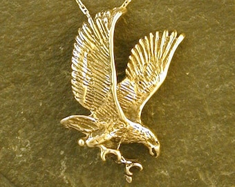 14K Gold Eagle Pendant on a 14K Gold Chain