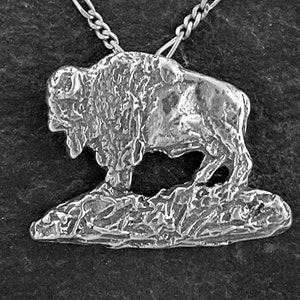 Sterling Silver American Buffalo Bison Pendant on a Sterling Silver Chain