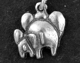 Sterling Silver Elephant Butt Pendant on a Sterling Silver Chain